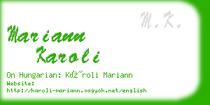 mariann karoli business card